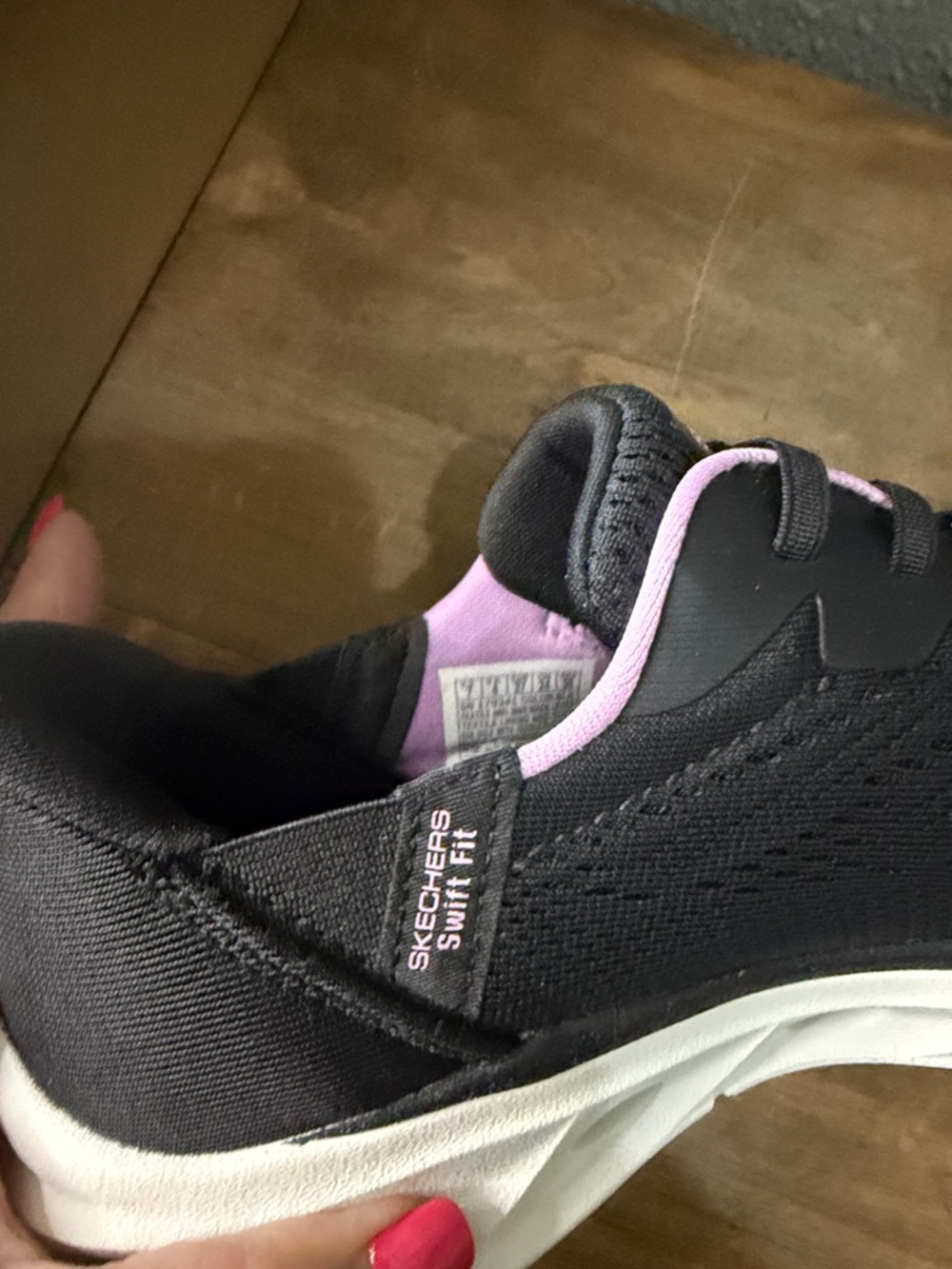 Skechers Swift Fit Women’s Black and Pink Athletic Slip-On Sneakers size 7 - Picture 5 of 7